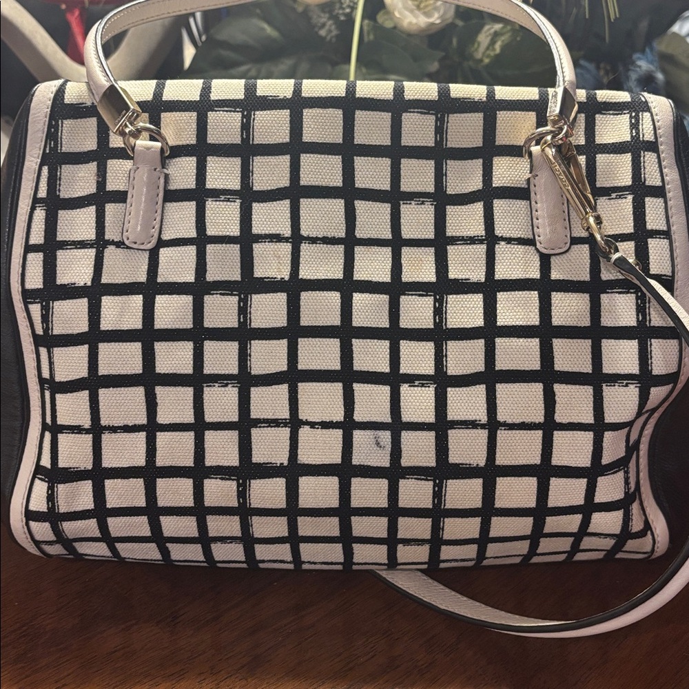 Coach Madison Madeline Peyton Tote 28082 Graphic Grid Black White - Picture 5 of 11